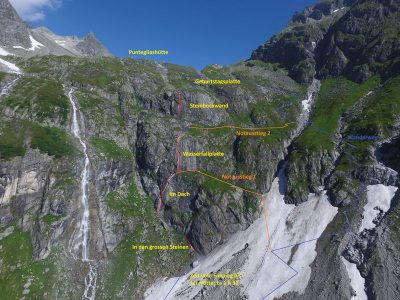Sommer, Punteglias-Klettersteig, Camona da Punteglias CAS, Punteglias Hütte, Surselva, Graubünden, Bergführer
